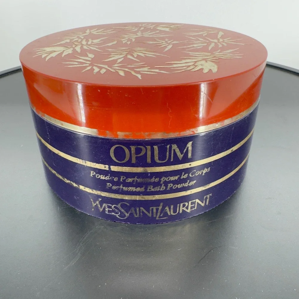 Vintage Yves Saint Laurent Opium Perfumed Bath Powder 6oz YSL Vanity No Puff